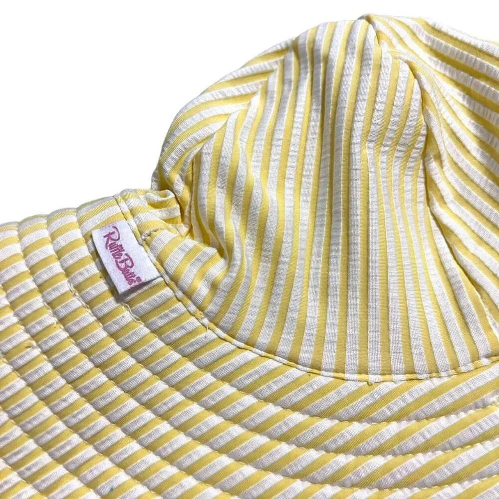 Ruffle Butts 6-10Y Yellow Seersucker Sun Hat Swim Hat